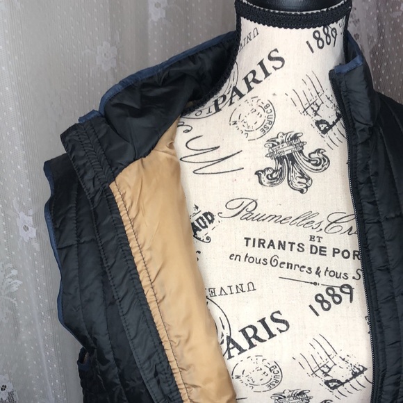 Mutual Weave Men's Quilted Vest Pirate Black Zip Front Navy Trim  -Size M - NWT - Picture 5 of 9